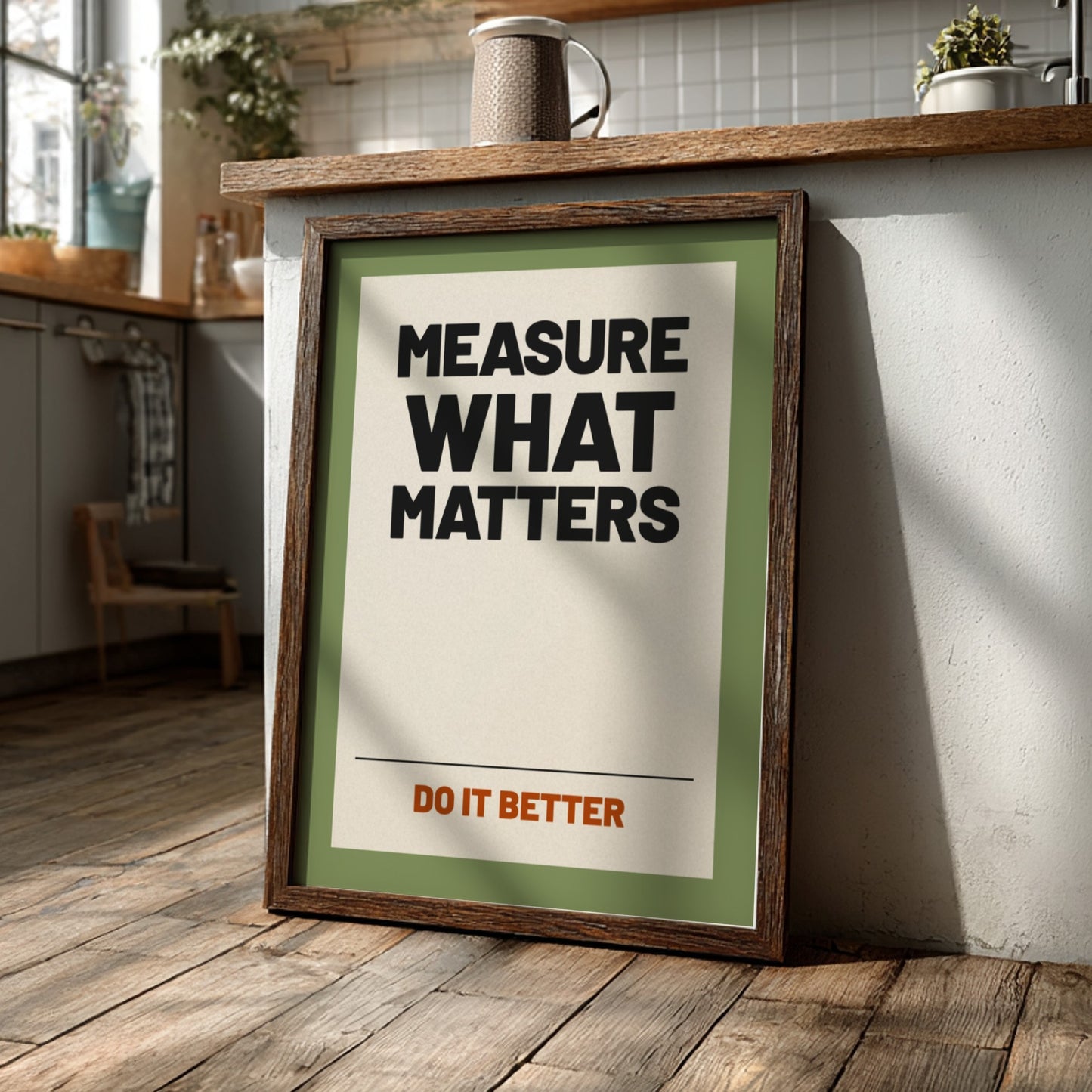 Motivational quotes poster featuring bold typography on a green background, perfect for home decor and