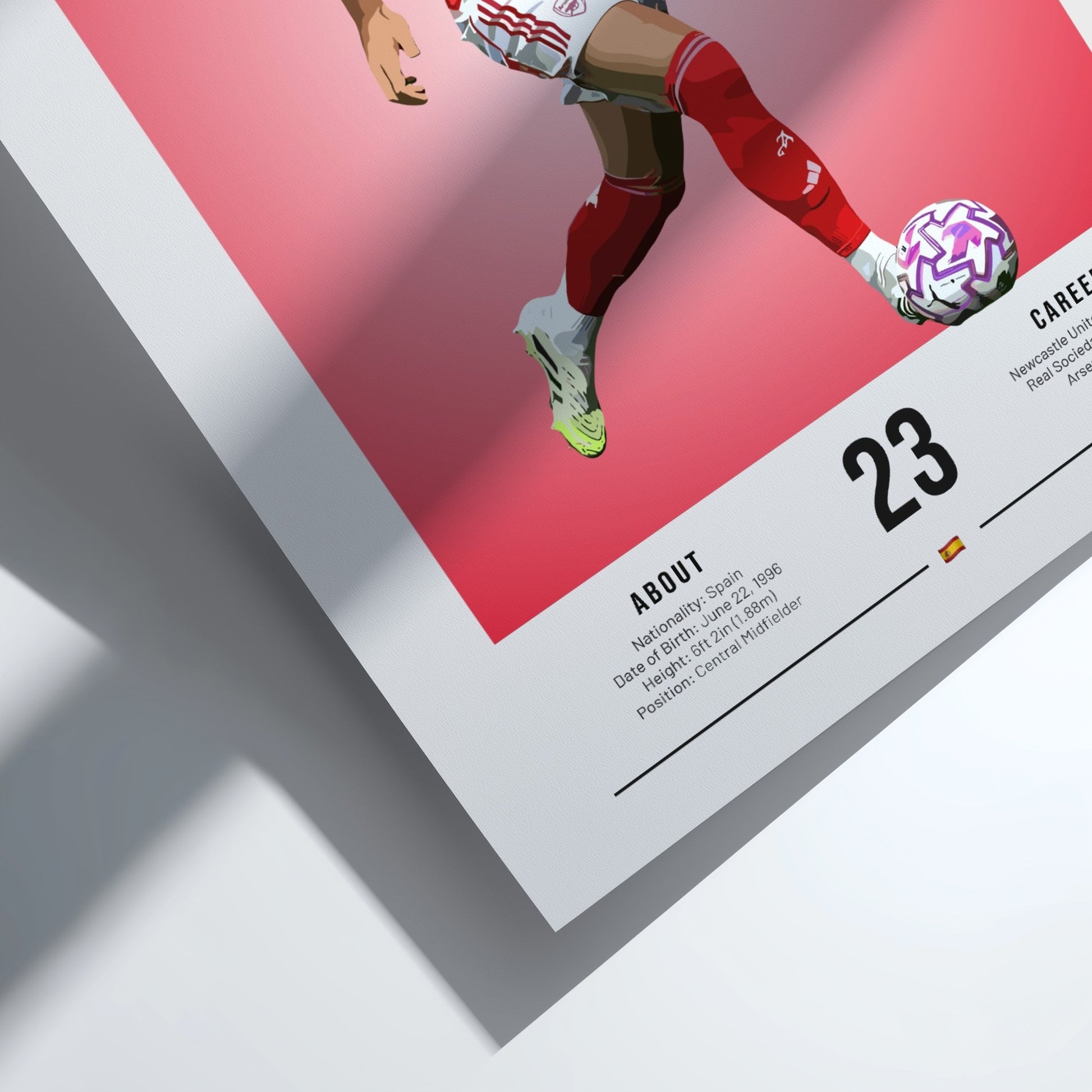 Mikel Merino poster featuring vibrant colors and dynamic football action illustration