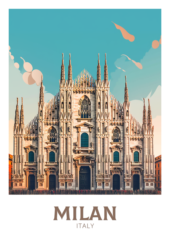 Europe MILAN TRAVEL PRINT - ITALY ARTWORK
