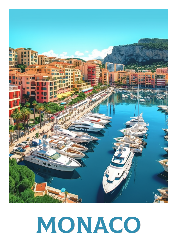 Europe MONACO TRAVEL POSTER - FRENCH RIVIERA ARTWORK