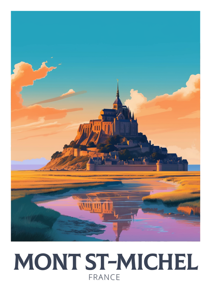Europe MONT ST. MICHEL TRAVEL PRINT - FRANCE ARTWORK