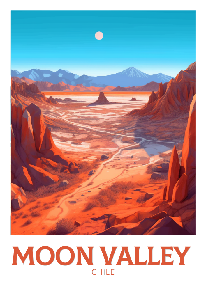 South America MOON VALLEY PRINT - RETRO ART