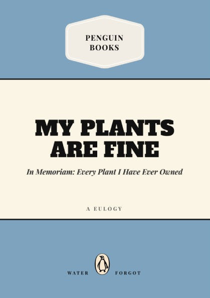 Funny quote poster featuring a penguins book illustration with playful typography and soft colors.