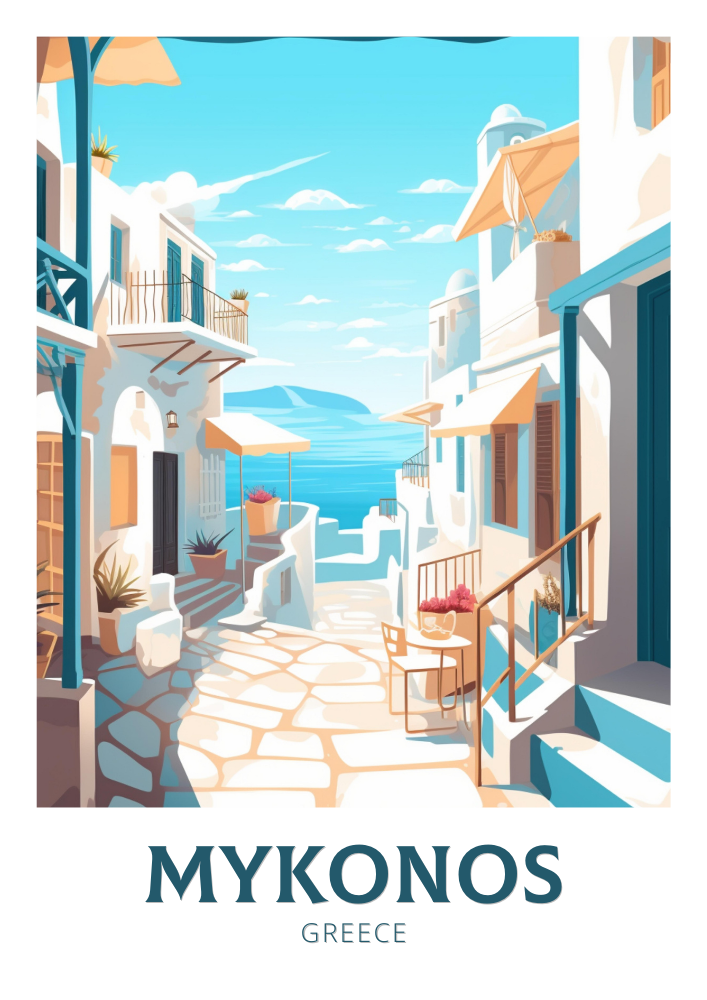 Europe MYKONOS TRAVEL POSTER - GREECE ARTWORK
