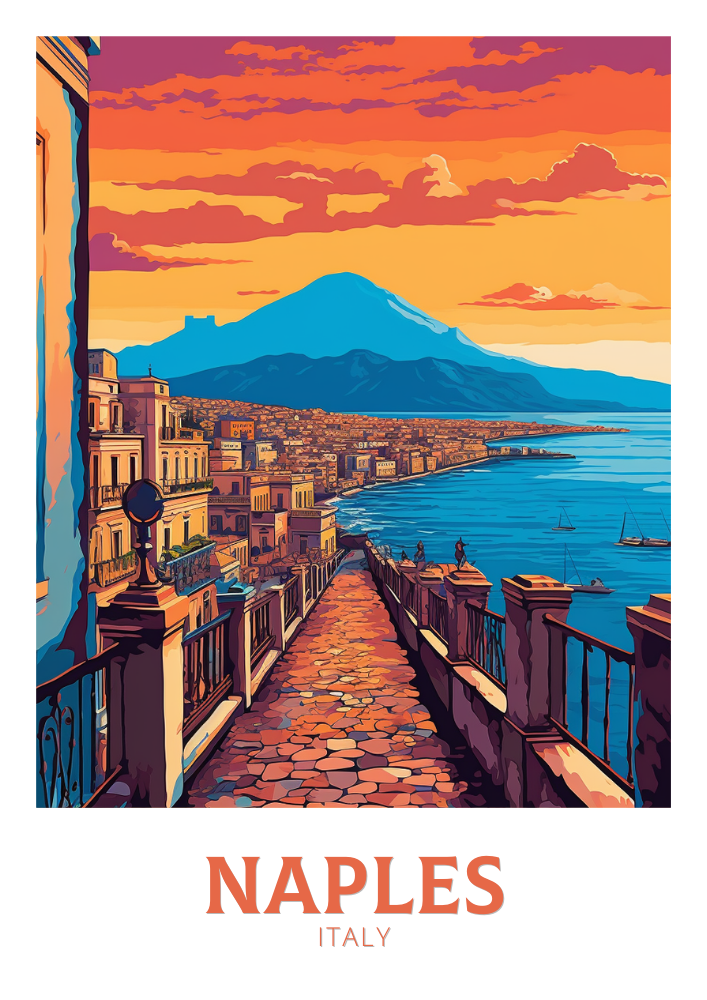 Europe NAPLES TRAVEL PRINT - ITALY ARTWORK