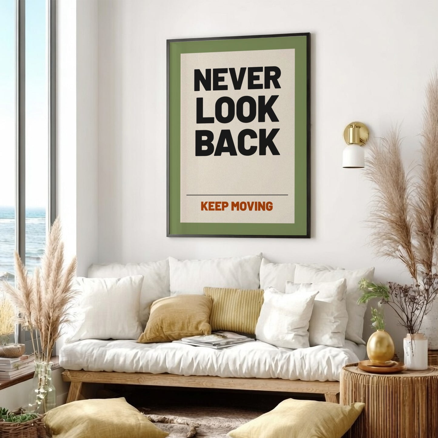 Motivational quotes poster featuring bold typography on a green background, ideal for inspirational decor.