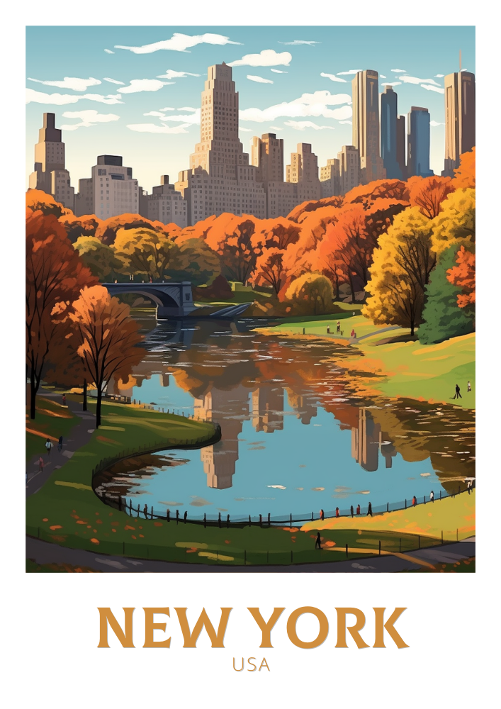 North AmericaCENTRAL PARK TRAVEL PRINT - NEW YORK ARTWORK