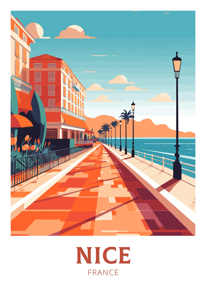 Europe NICE TRAVEL POSTER - FRANCE ARTWORK