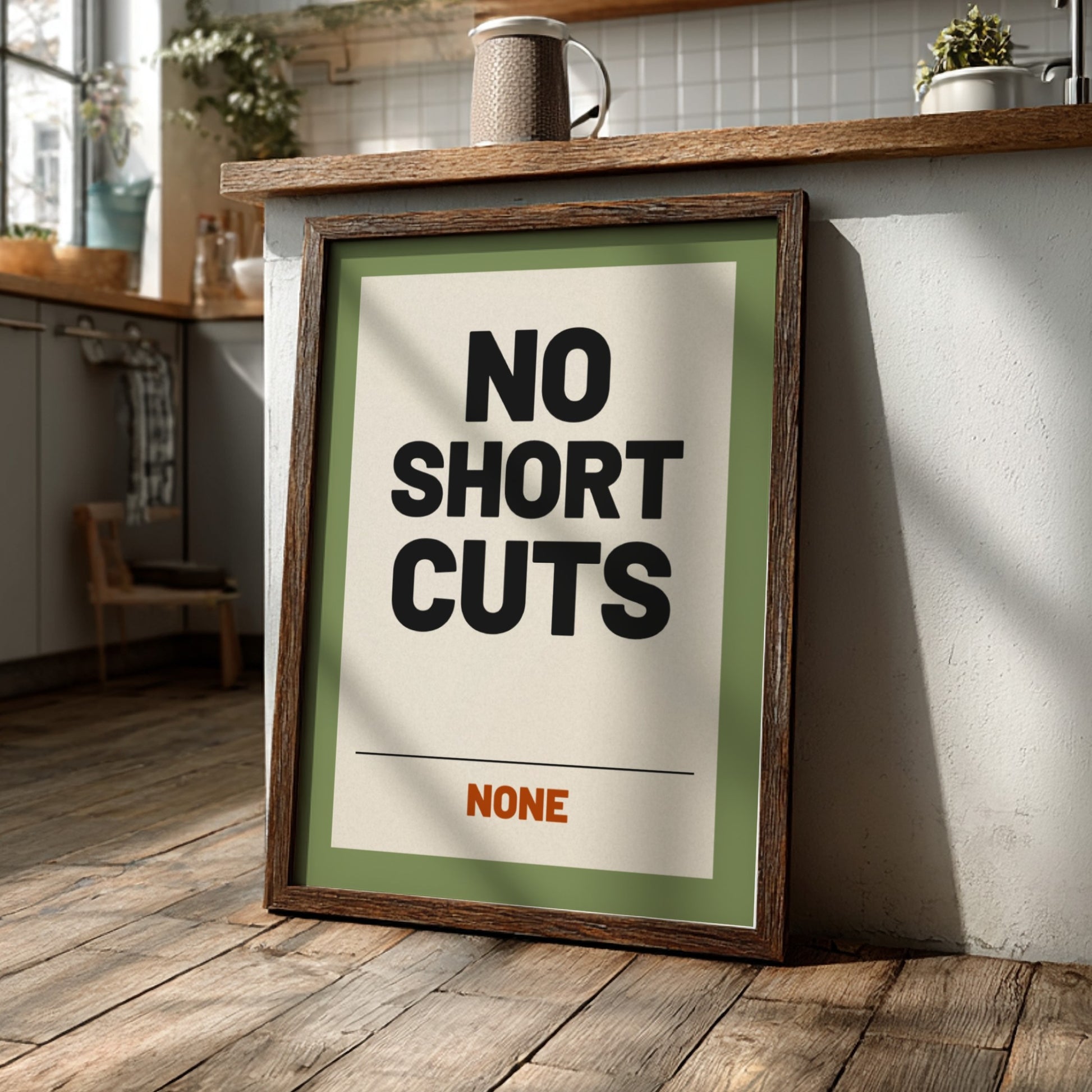 Motivational quotes poster featuring bold text on a muted background, ideal for inspiring decor.