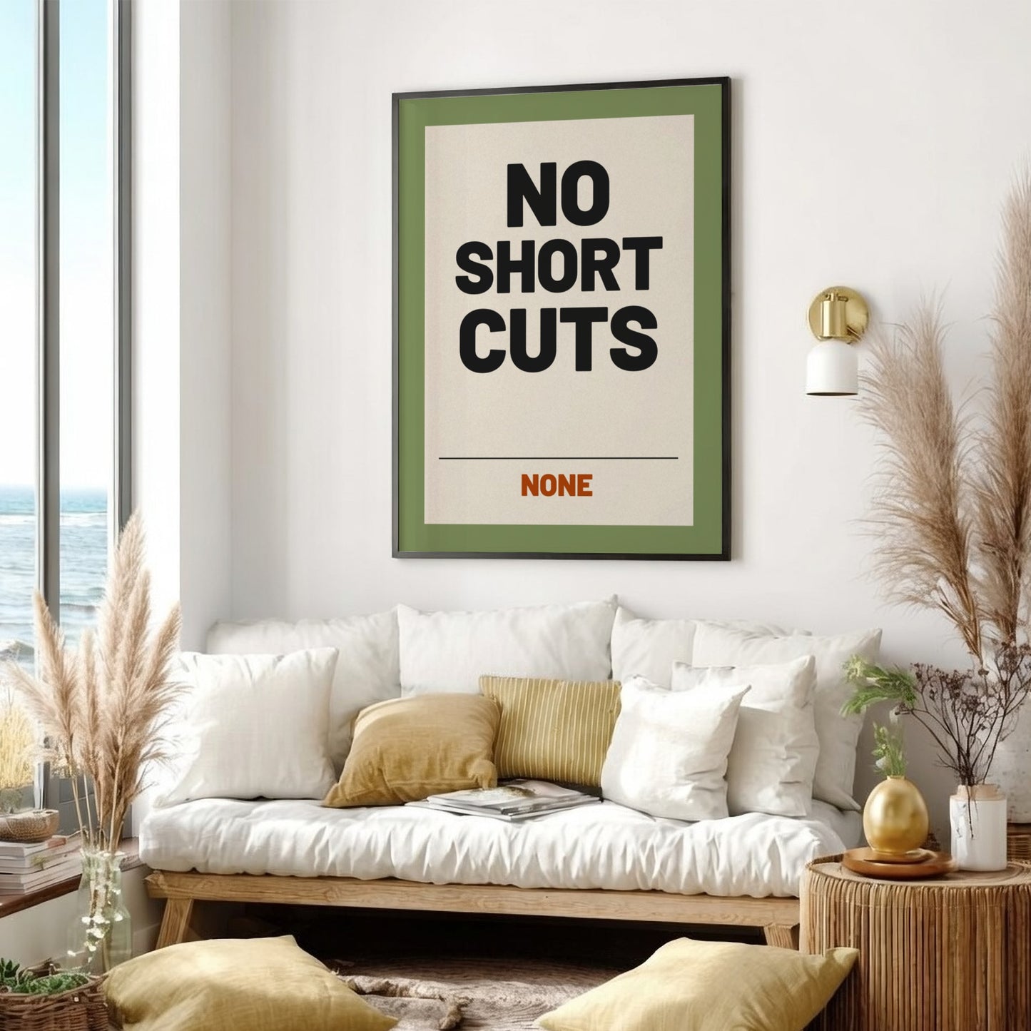Motivational quotes poster featuring bold text on a muted background, ideal for inspiring decor.