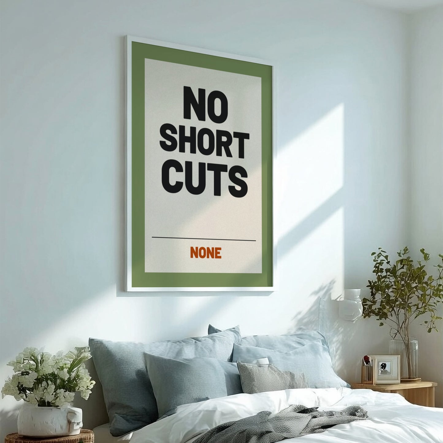 Motivational quotes poster featuring bold text on a muted background, ideal for inspiring decor.