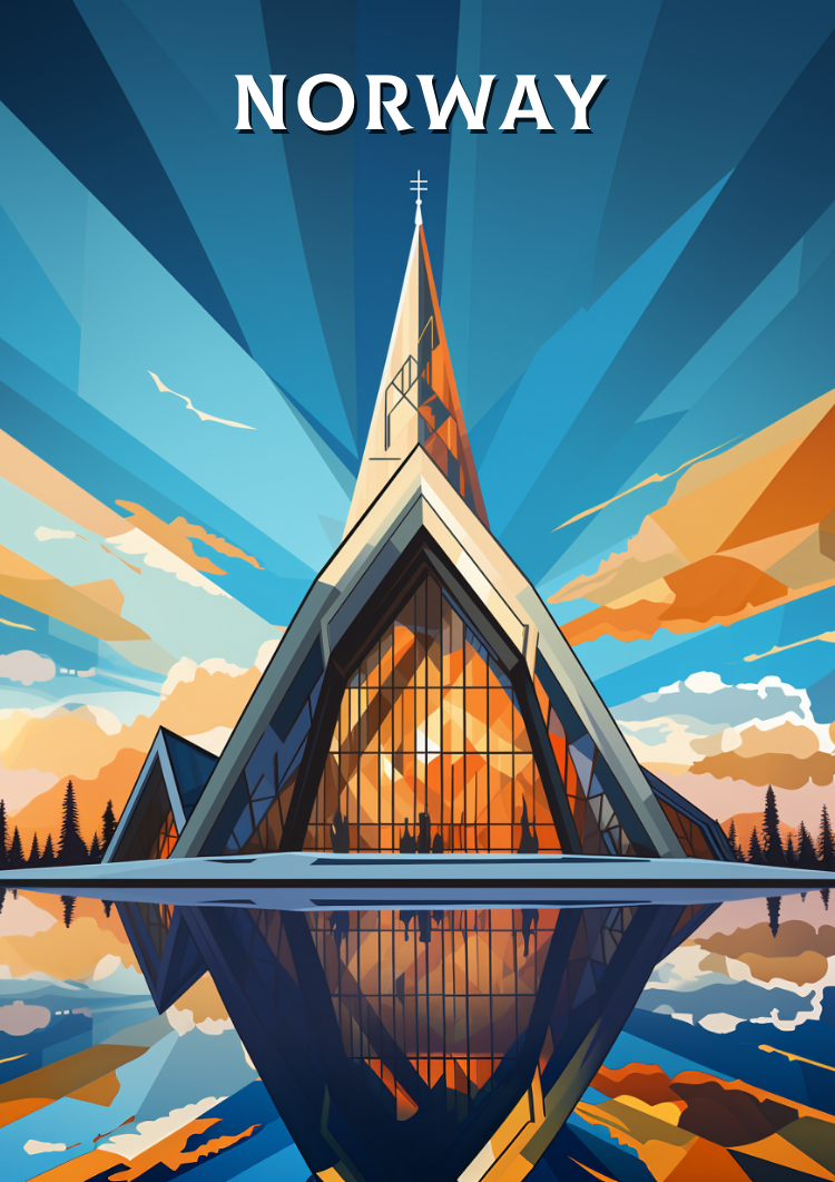 Europe TROMSA ARCTIC CATHEDRAL TRAVEL POSTER - NORWAY ARTWORK