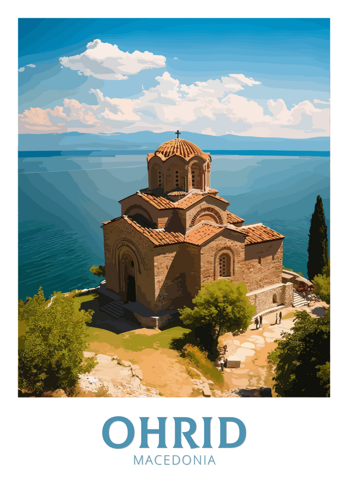 Europe OHRID TRAVEL POSTER - NORTH MACEDONIA ARTWORK