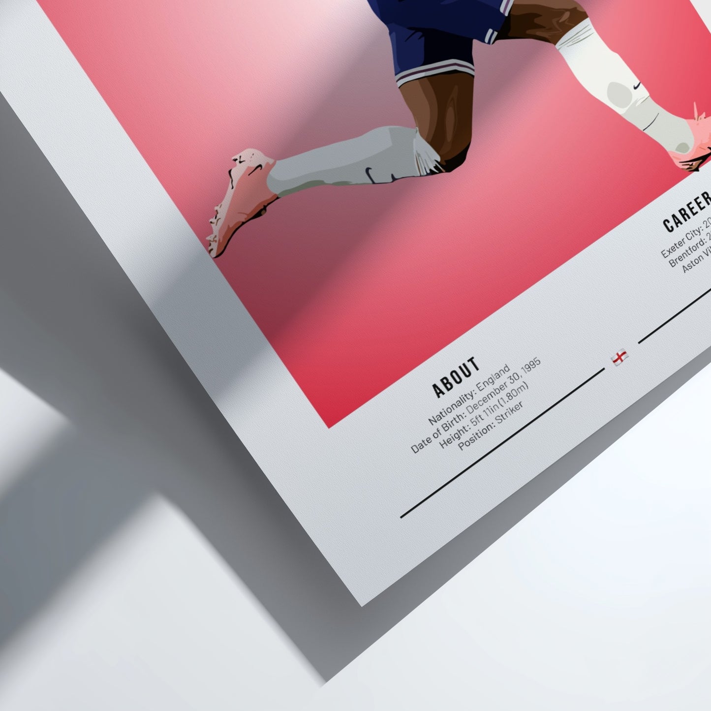 Ollie Watkins poster featuring England National Team colors and dynamic football action