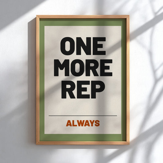 Motivational quotes poster featuring bold typography on an earthy background, ideal for fitness and gym decor.