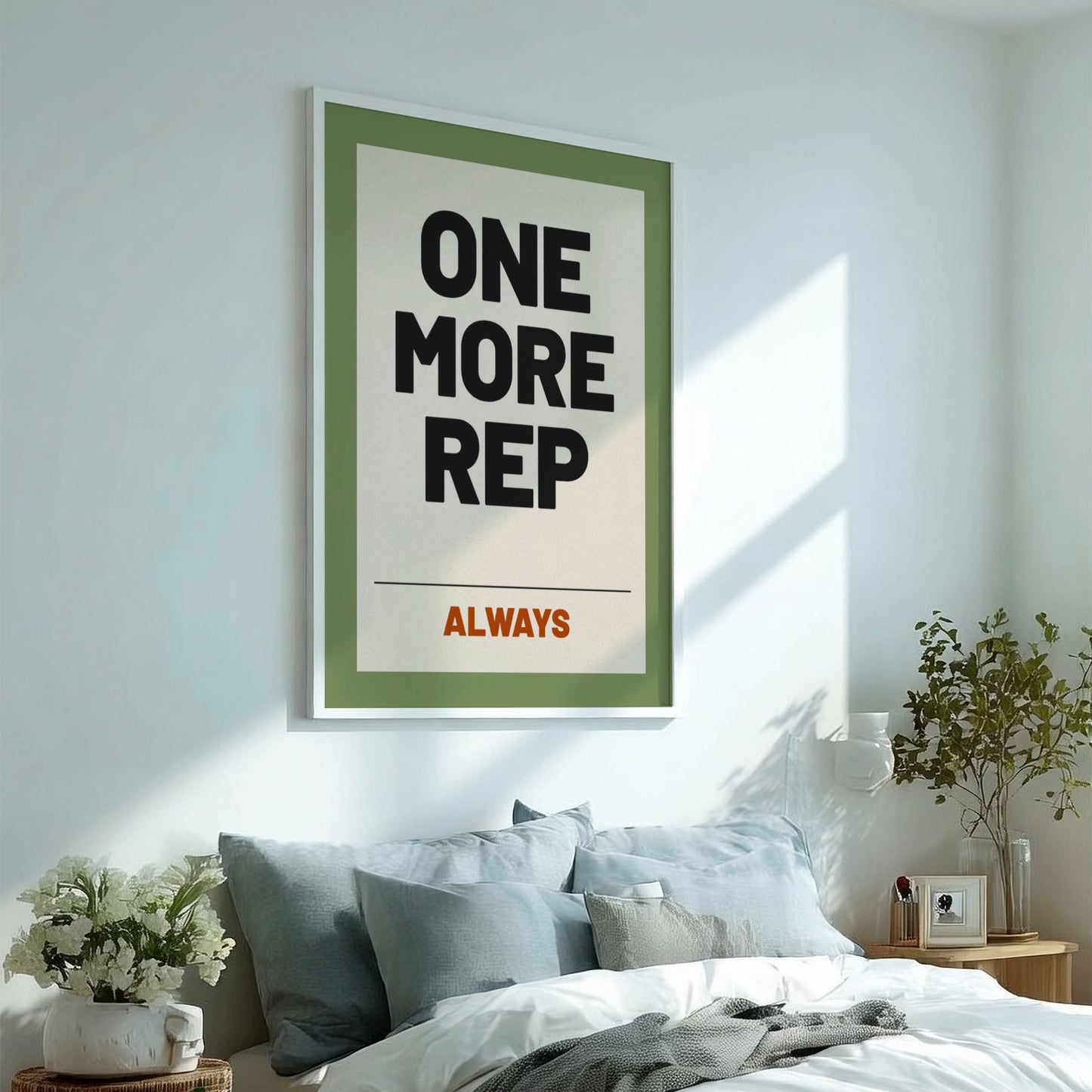 Motivational quotes poster featuring bold typography on an earthy background, ideal for fitness and gym decor.