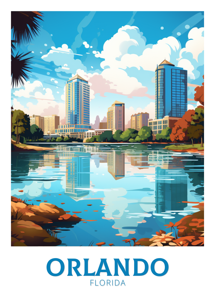 North AmericaORLANDO TRAVEL POSTER - FLORIDA ARTWORK