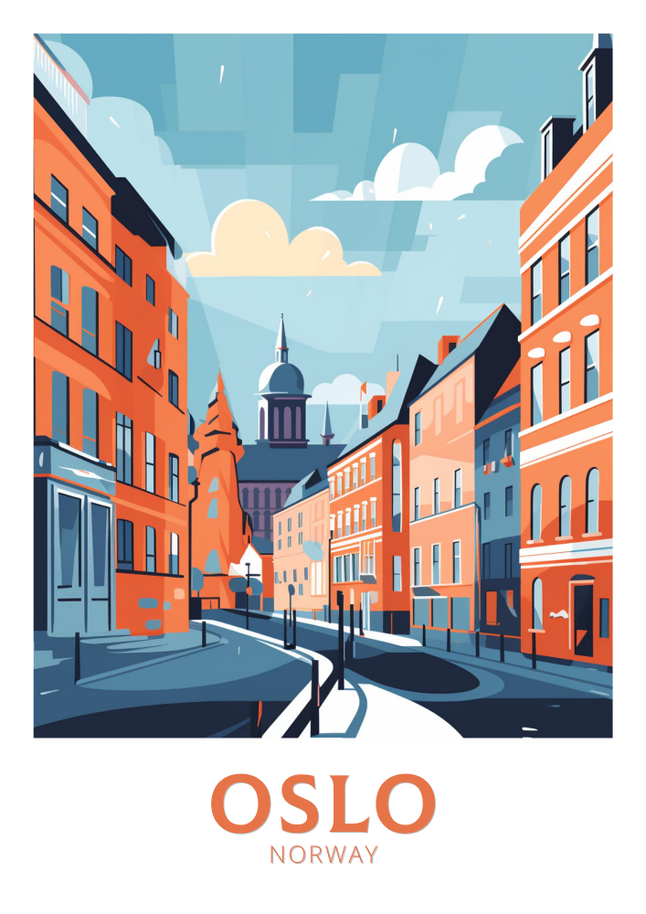 Europe OSLO TRAVEL PAINTING - NORWAY POSTER