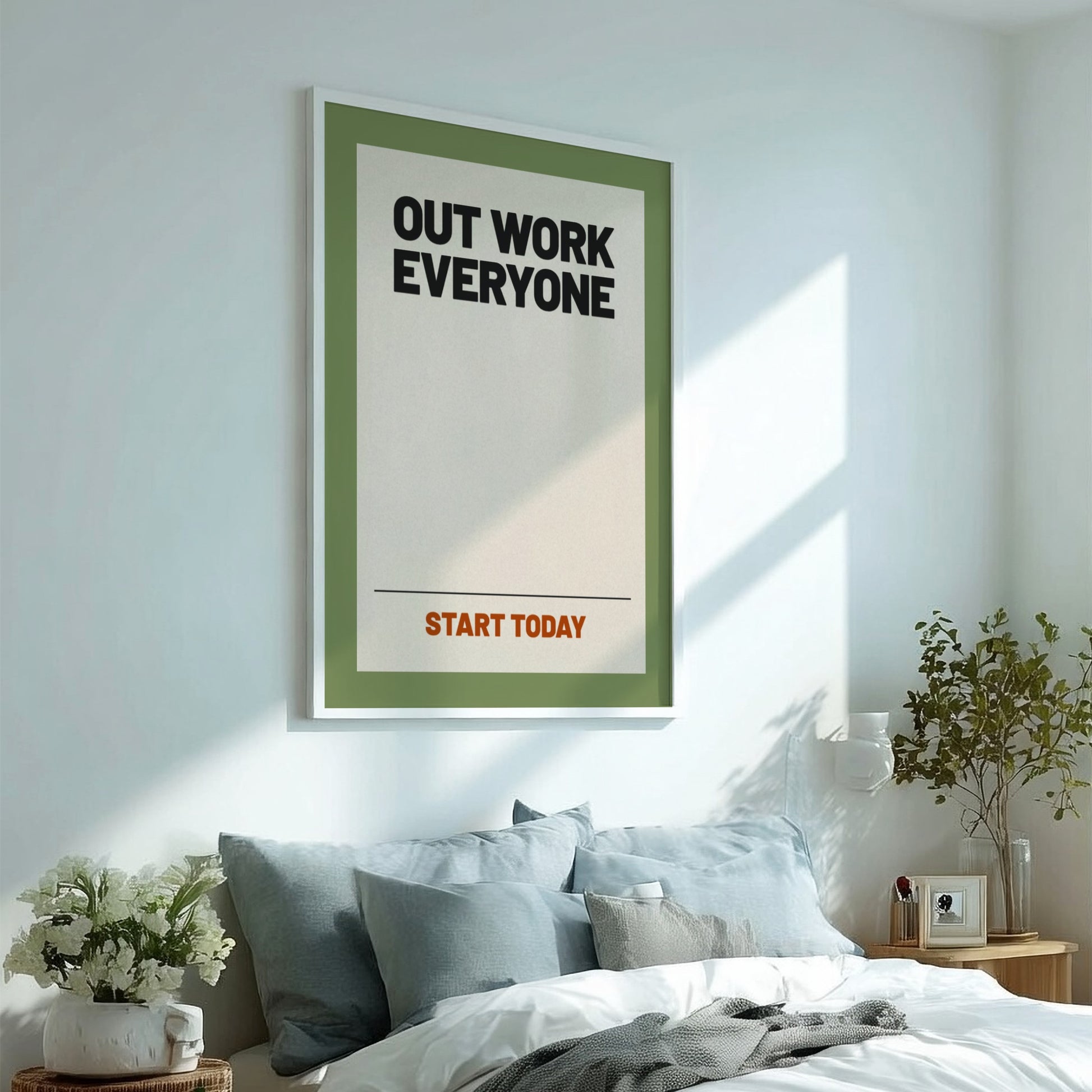 Motivational quotes poster featuring bold text on a neutral background, ideal for home decor and inspiration.