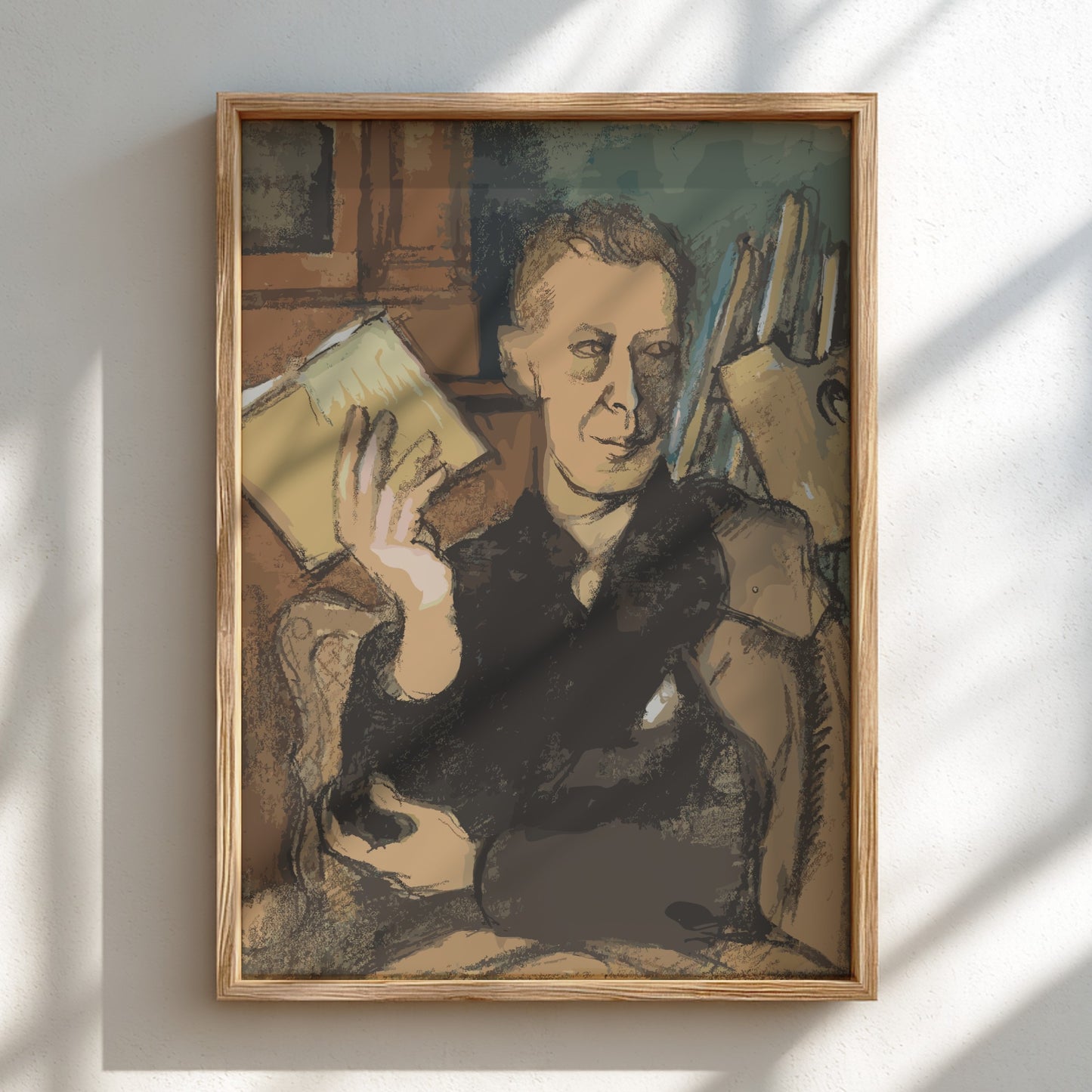 Poster of Jean Louis Gampert by Roger de La Fresnaye, a Cubist portrait in earthy tones.