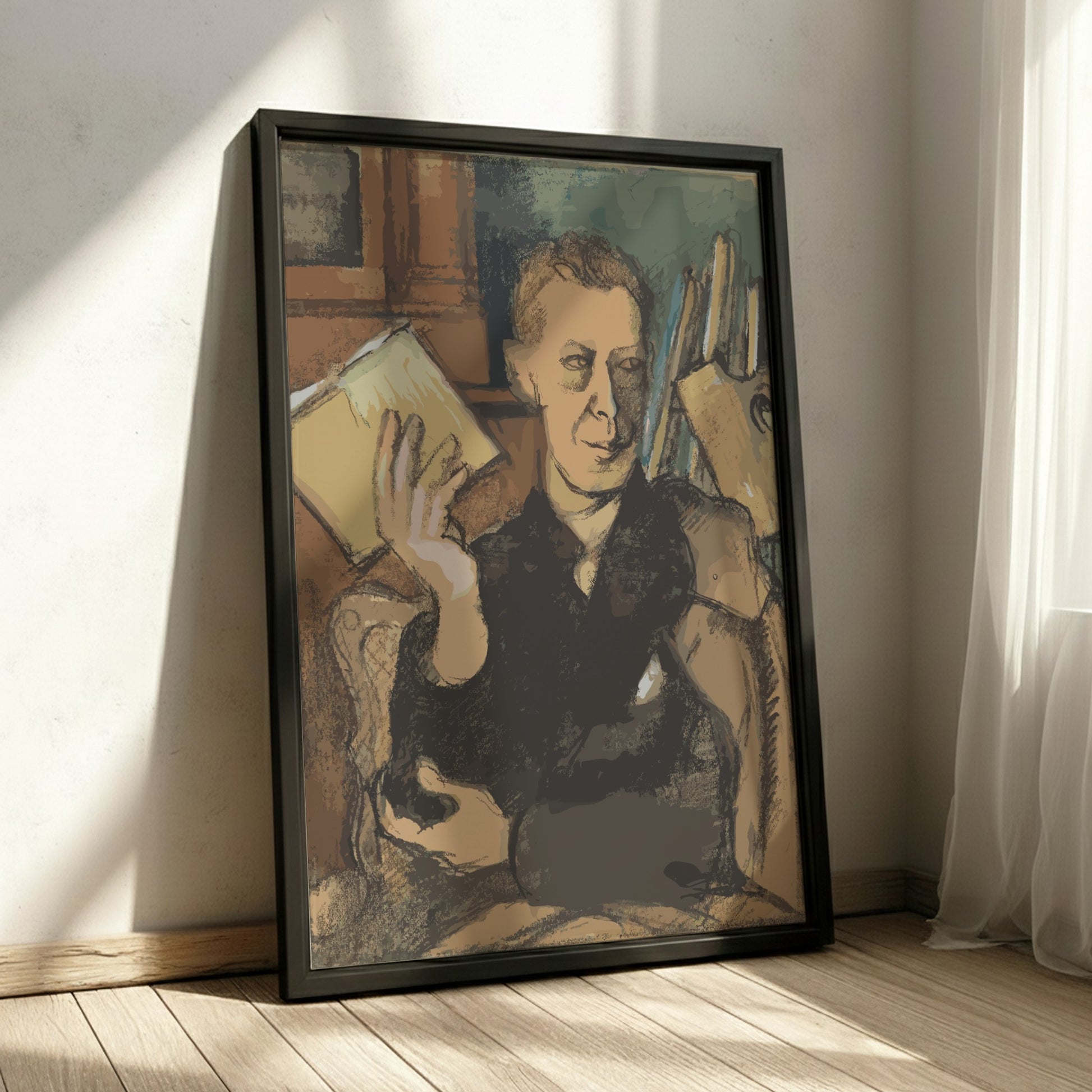 Poster of Jean Louis Gampert by Roger de La Fresnaye, a Cubist portrait in earthy tones.