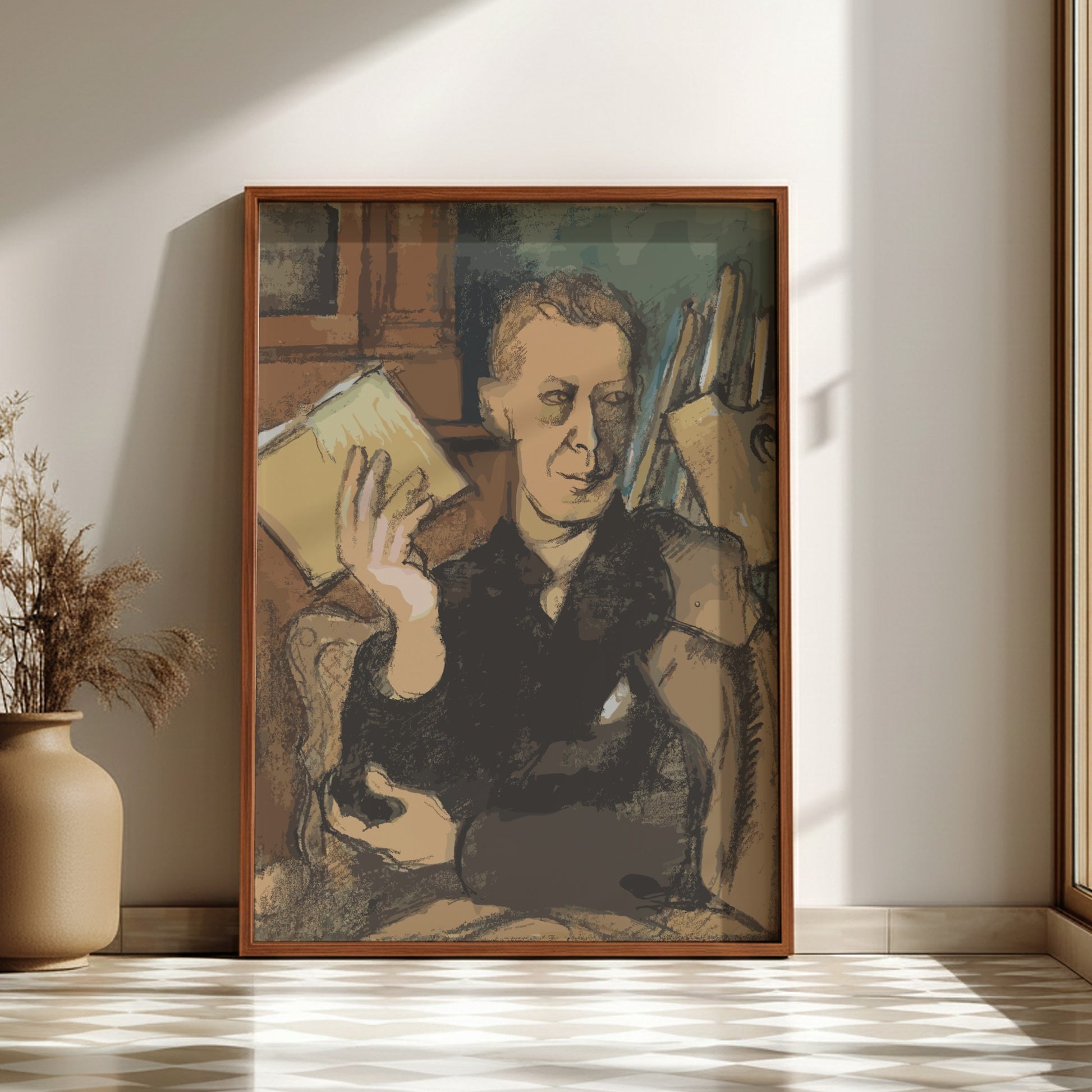 Poster of Jean Louis Gampert by Roger de La Fresnaye, a Cubist portrait in earthy tones.