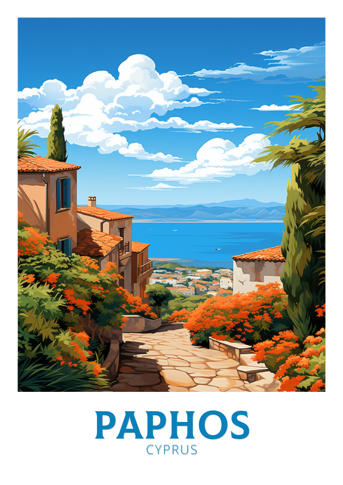 Europe PAPHOS TRAVEL PRINT - CYPRUS ARTWORK