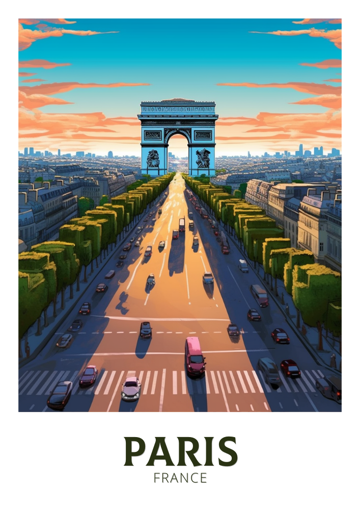 Europe PARIS TRAVEL WALL ART - ARC DE TRIOMPHE POSTER