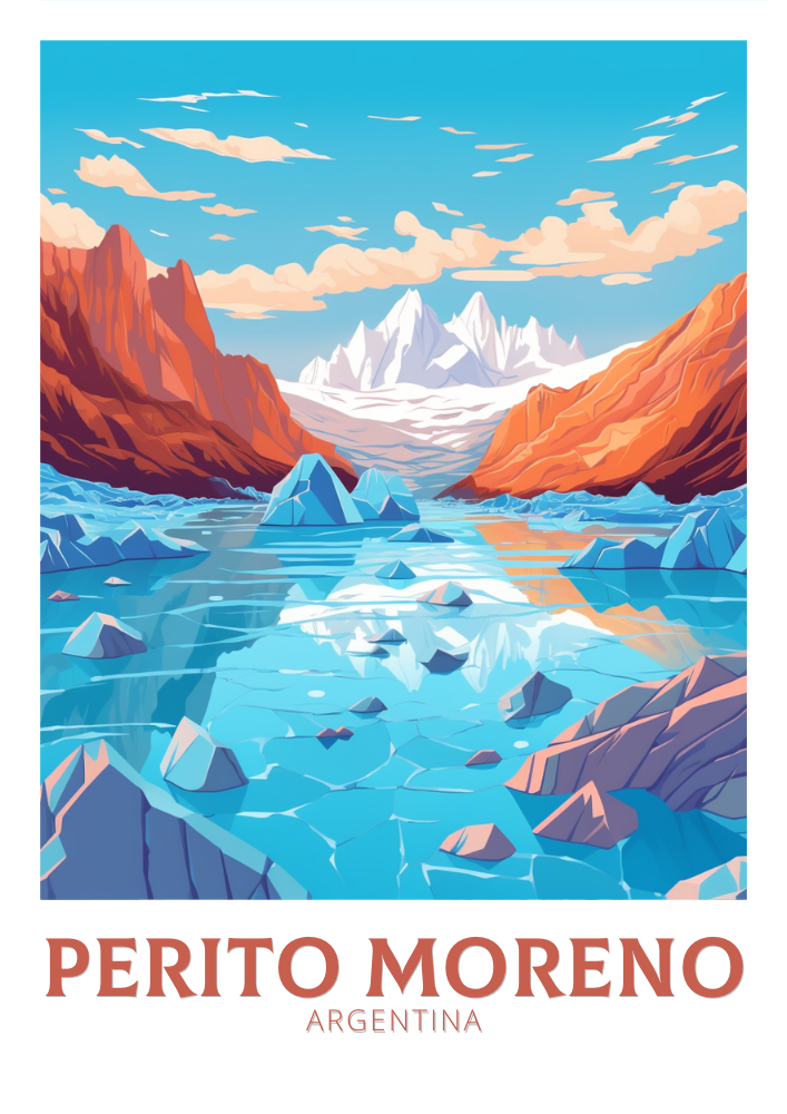 South America PERITO MORENO PRINT - RETRO POSTER