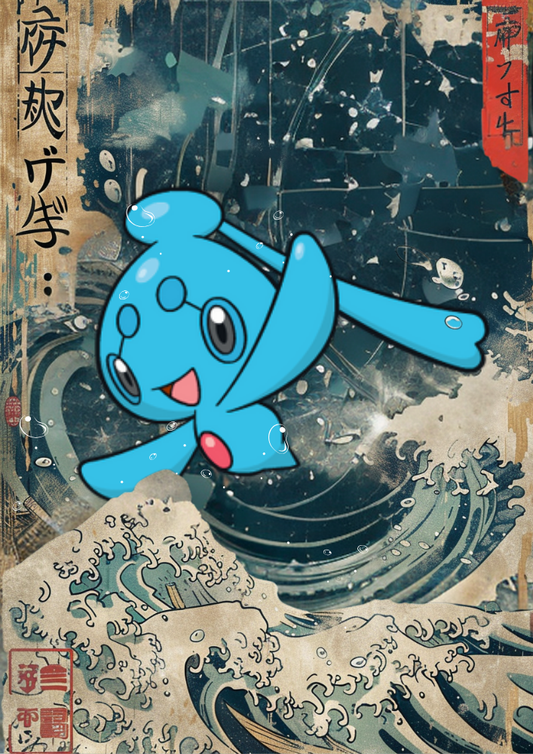 Phione Poster: Japanese Style Legendary Pokemon Inspired Anime Artwork, Pokemon TCG Phione