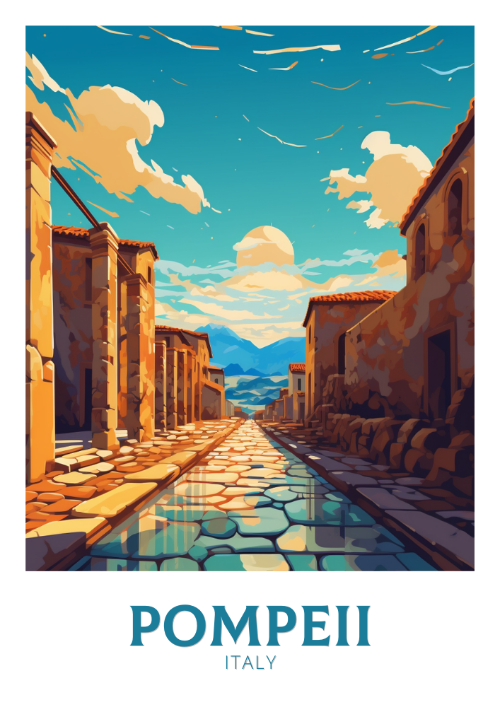 Europe POMPEII TRAVEL POSTER - ITALY ARTWORK
