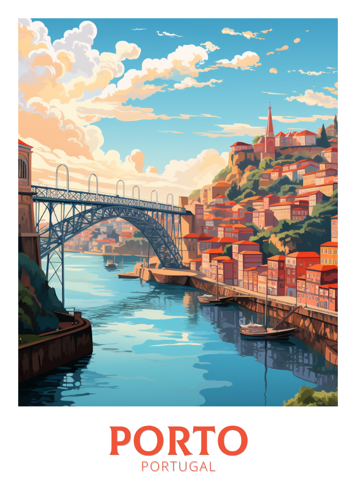 Europe PORTO TRAVEL PRINT - D. LUIS I BRIDGE ARTWORK