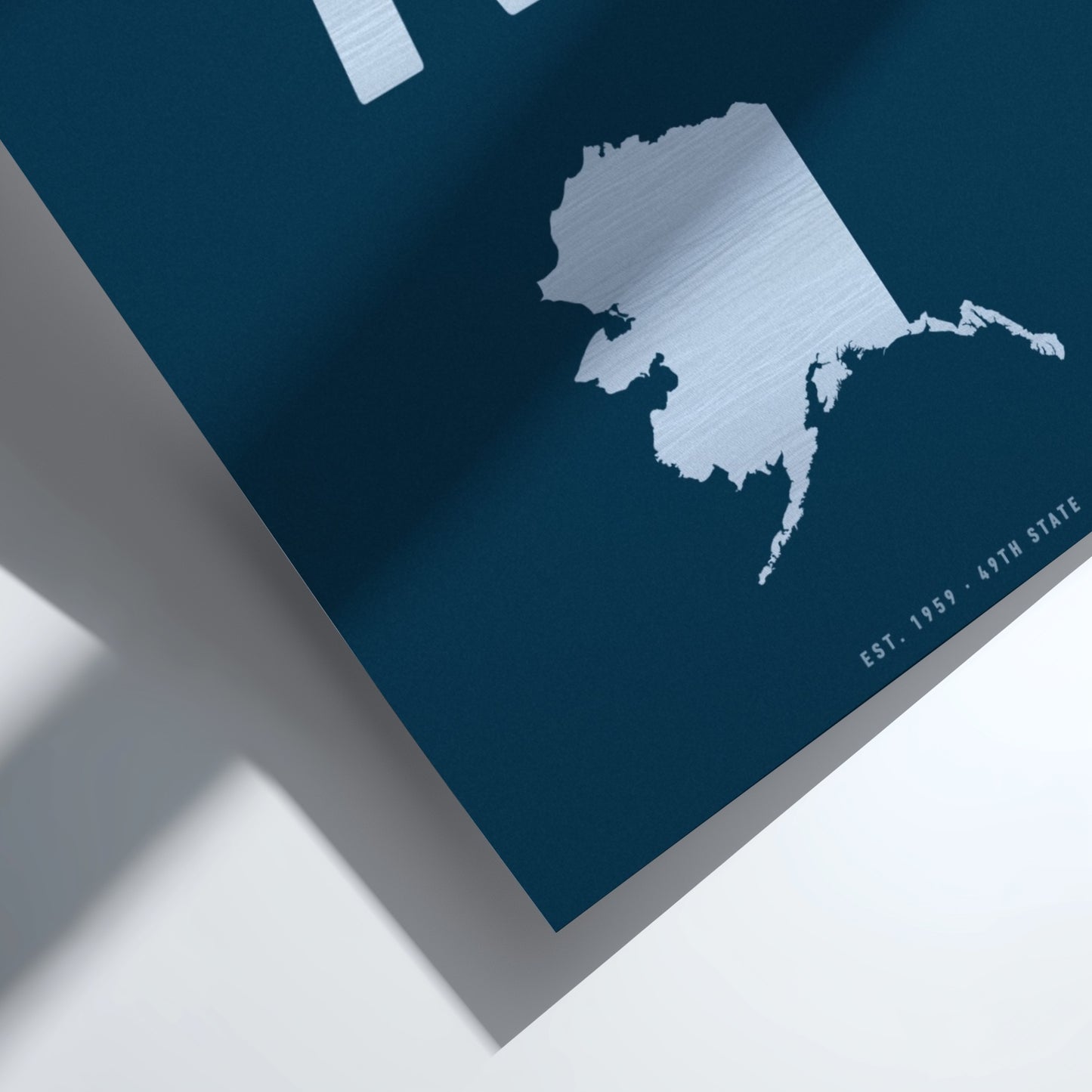 Map of Alaska on a blue background with a white border