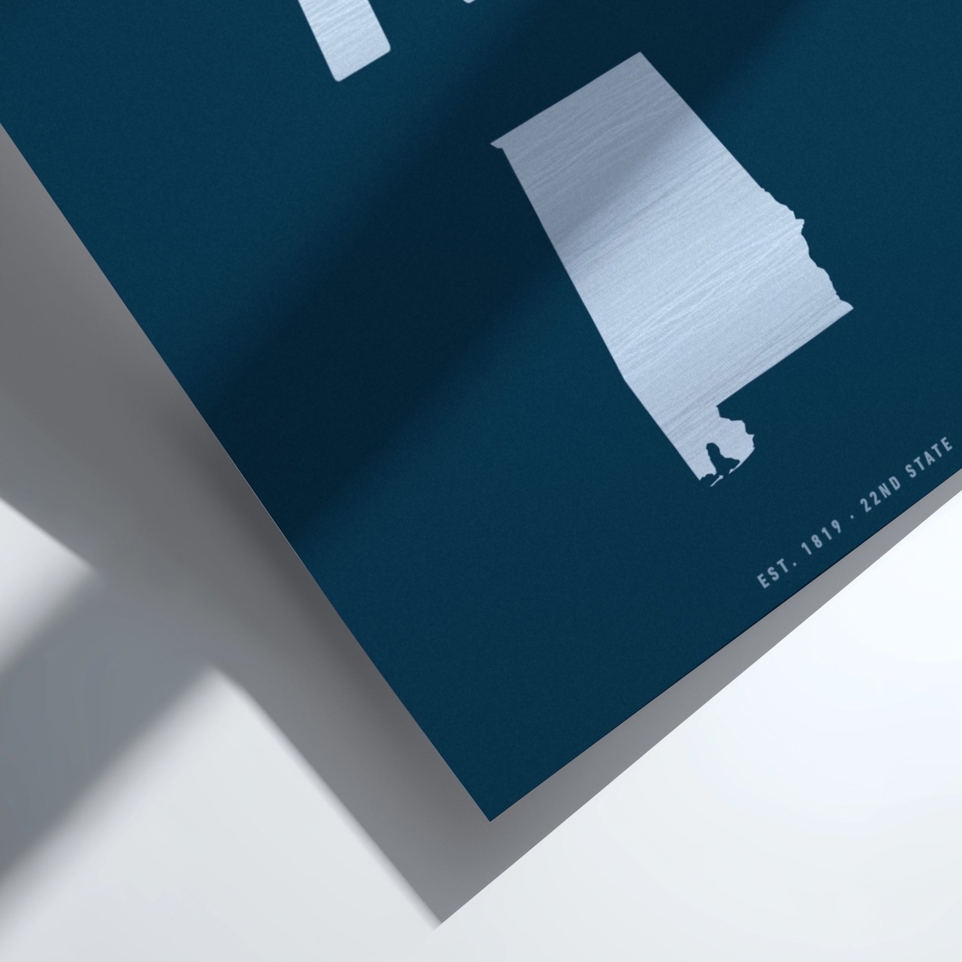 Map of Alabama on a blue background