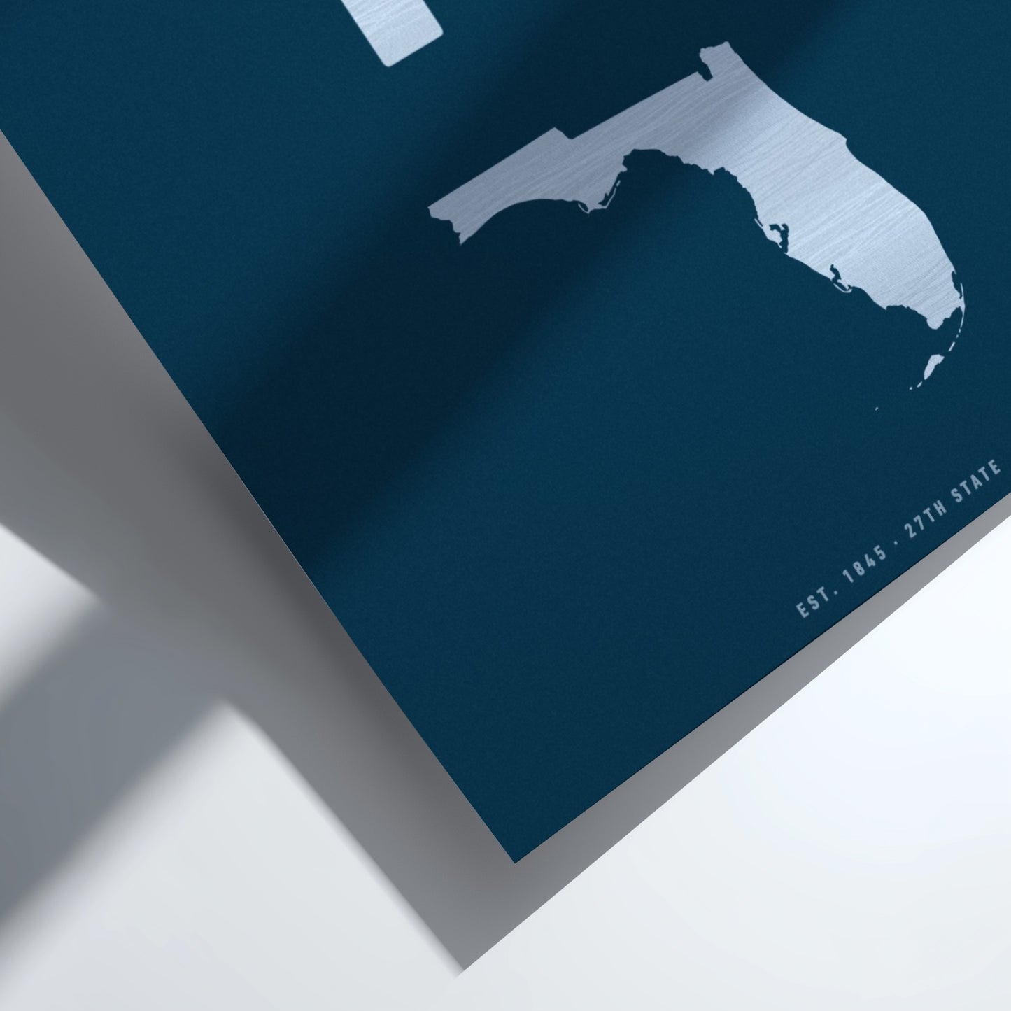 Map of Florida on a blue background with a white border