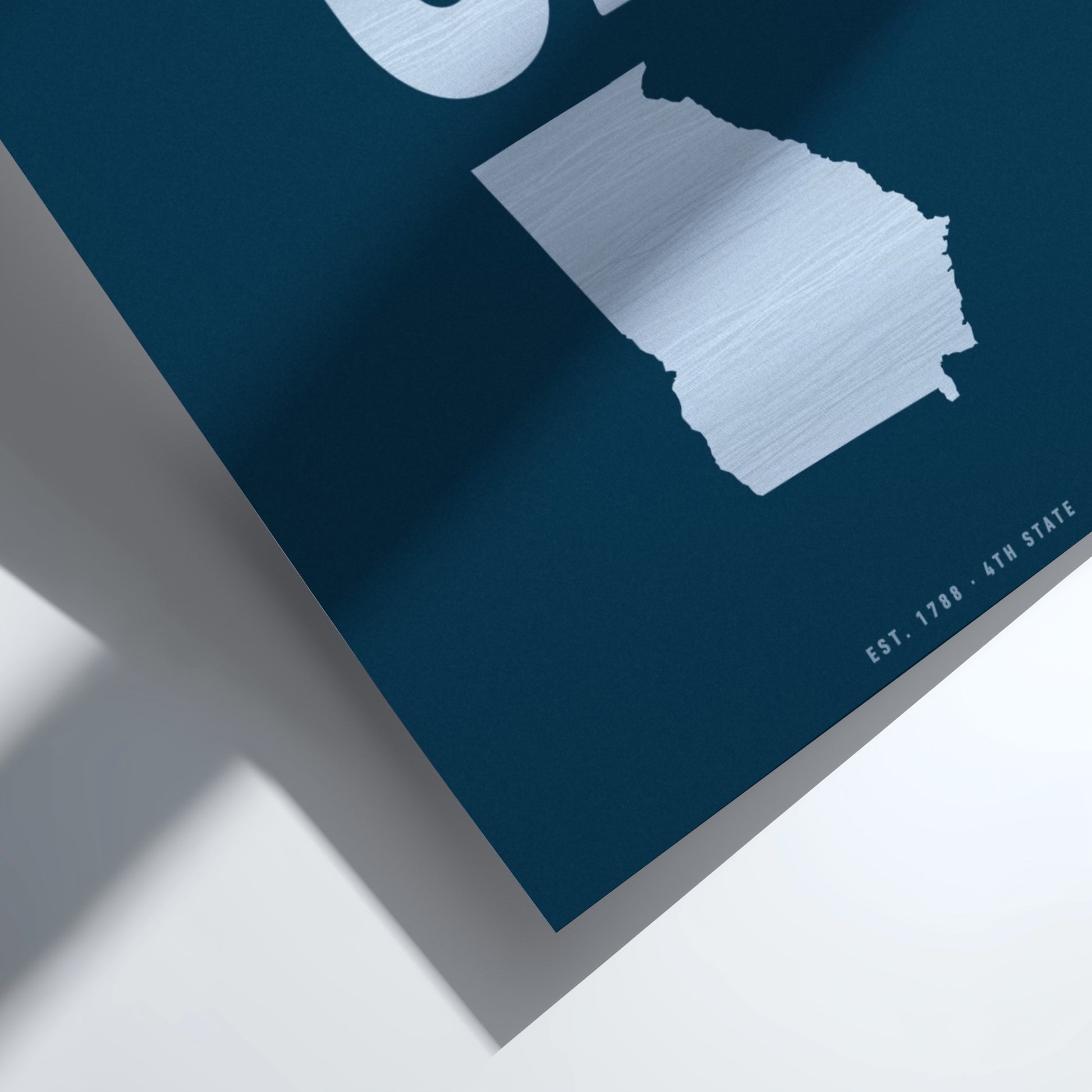 Map of Georgia on a blue background with a white border