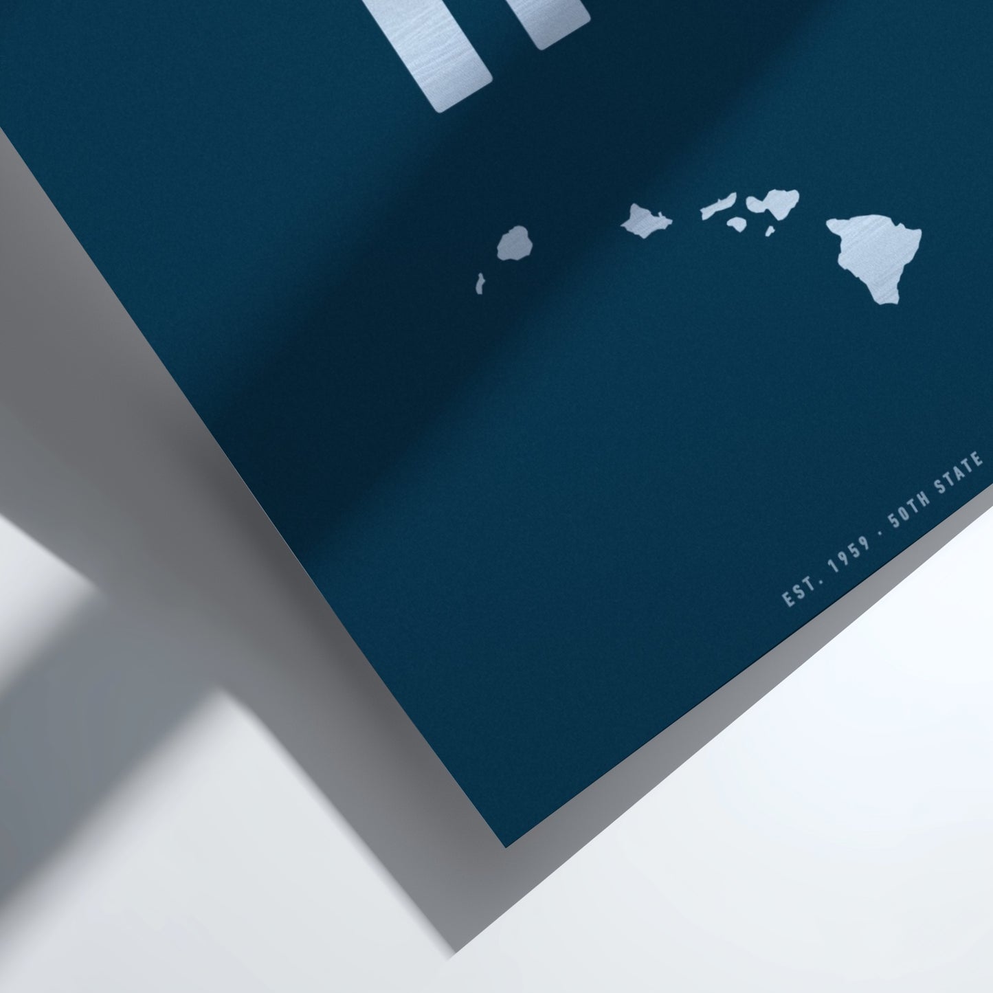 Map of Hawaii on a blue background with a white border
