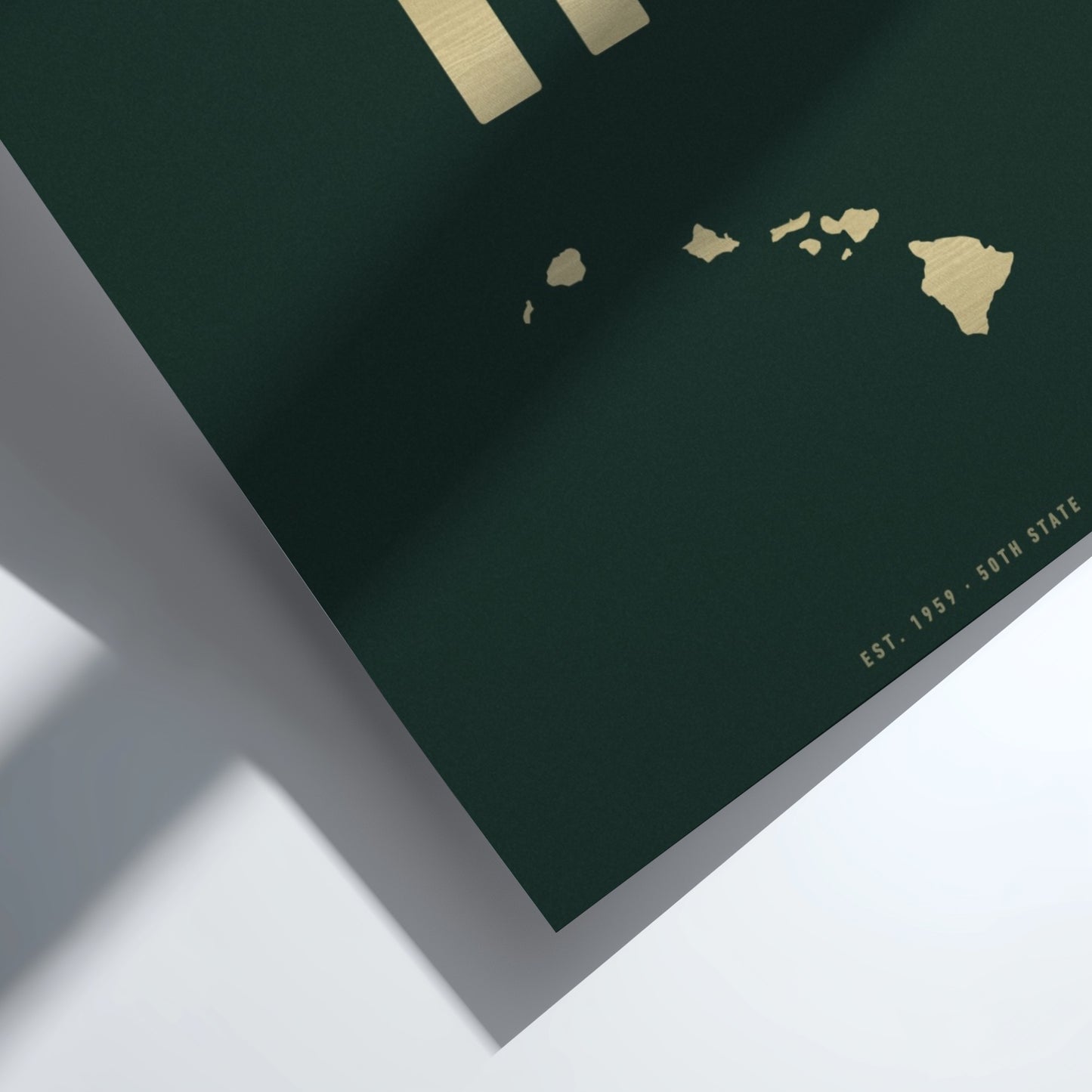 Hawaii poster featuring bold typography and island outline in minimalist style