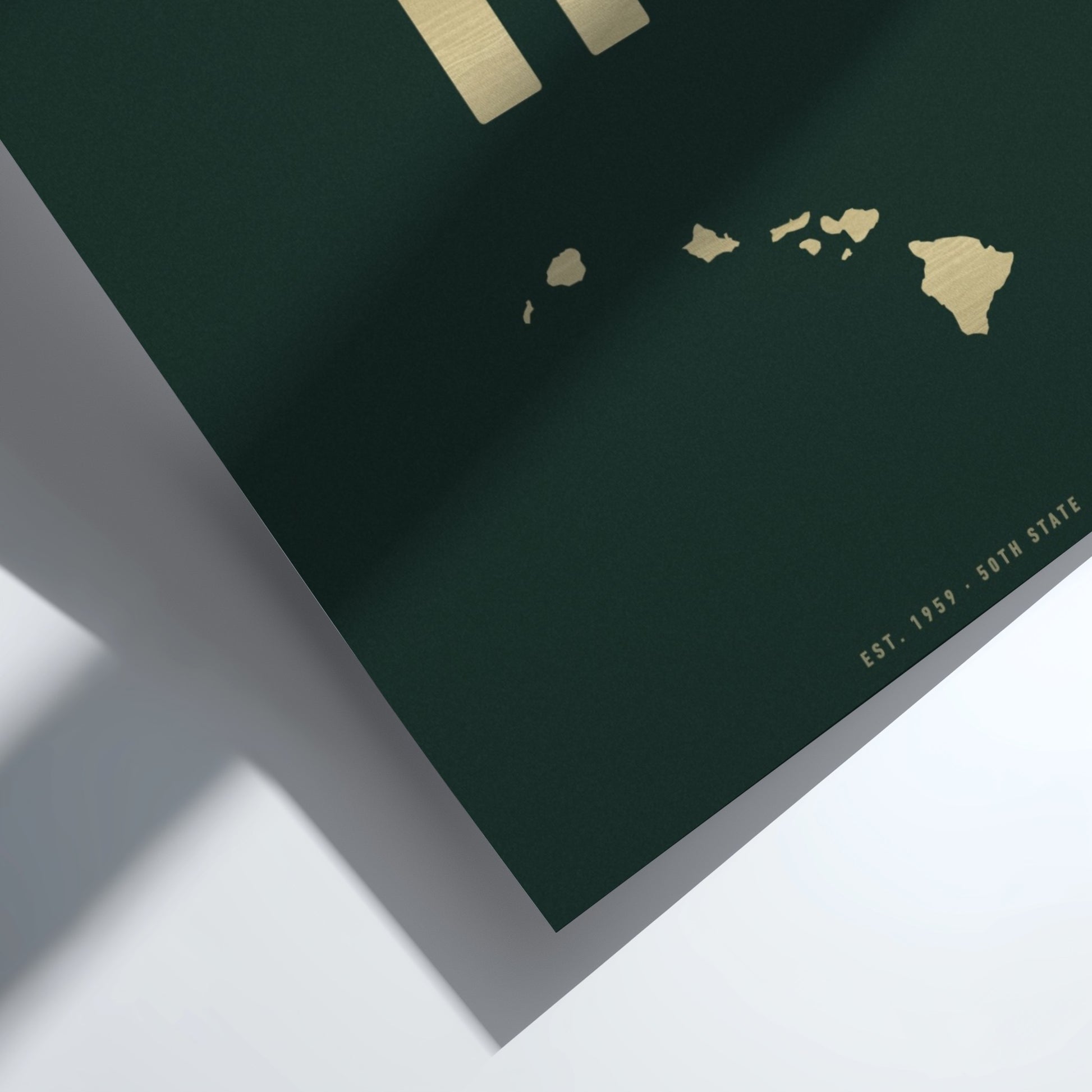 Hawaii poster featuring bold typography and island outline in minimalist style