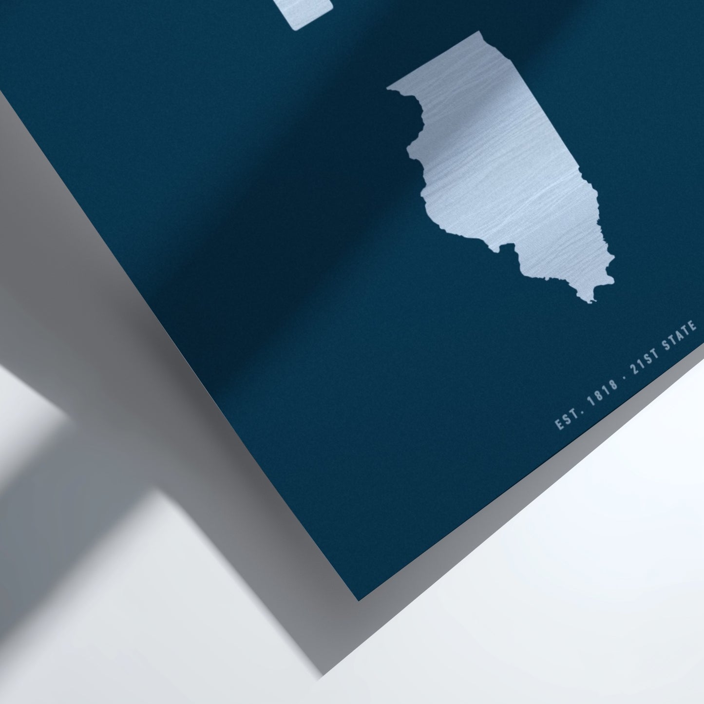 Map of Illinois on a blue background with a white border