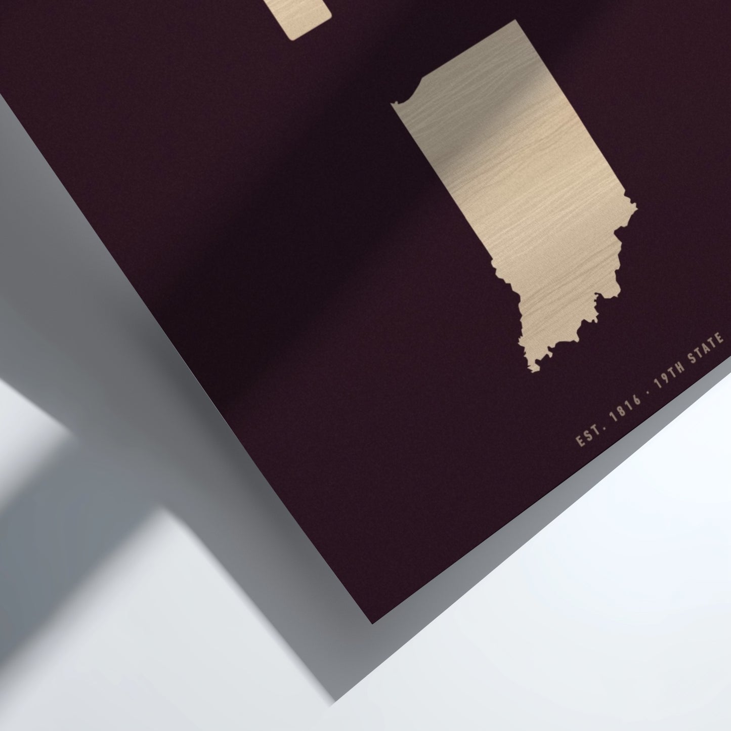Indiana USA states poster with minimalist design, showcasing state outline.