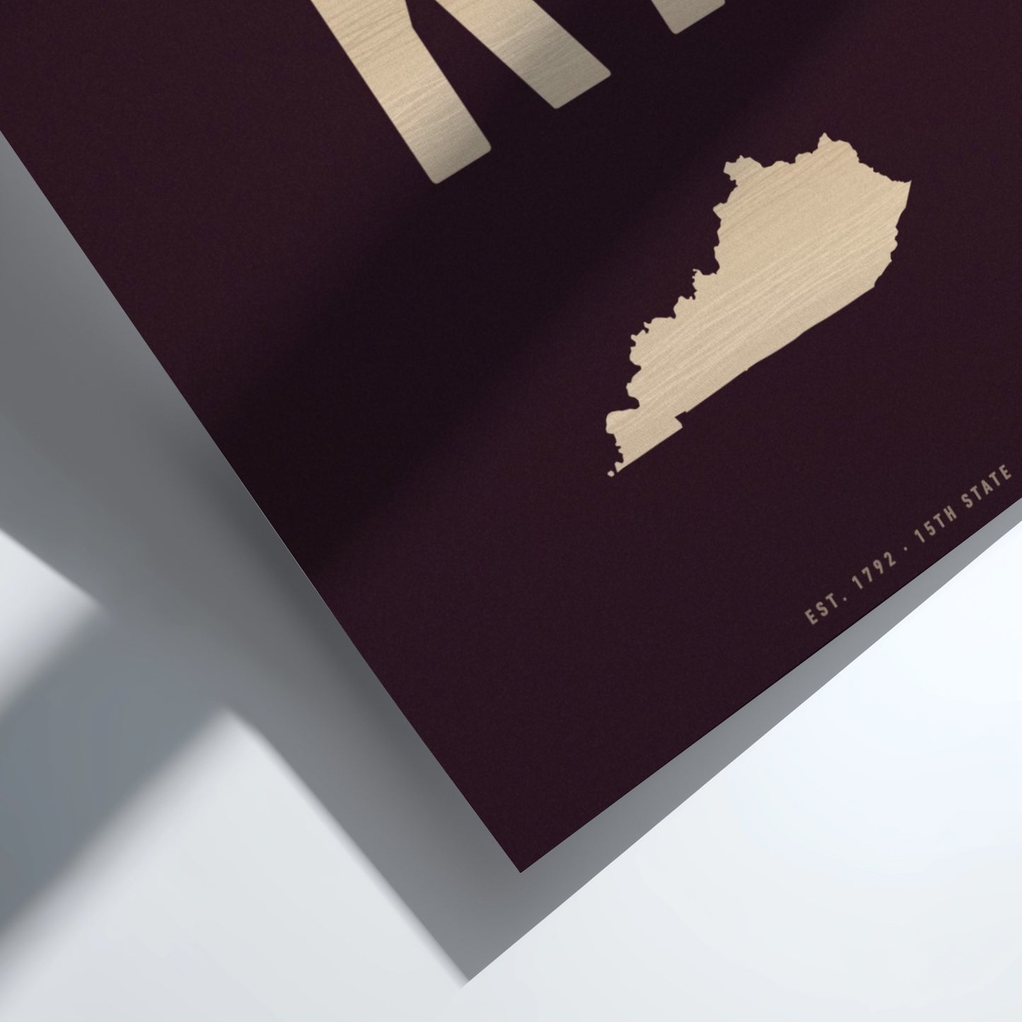 Map of Kentucky on a dark background with '15th State' text