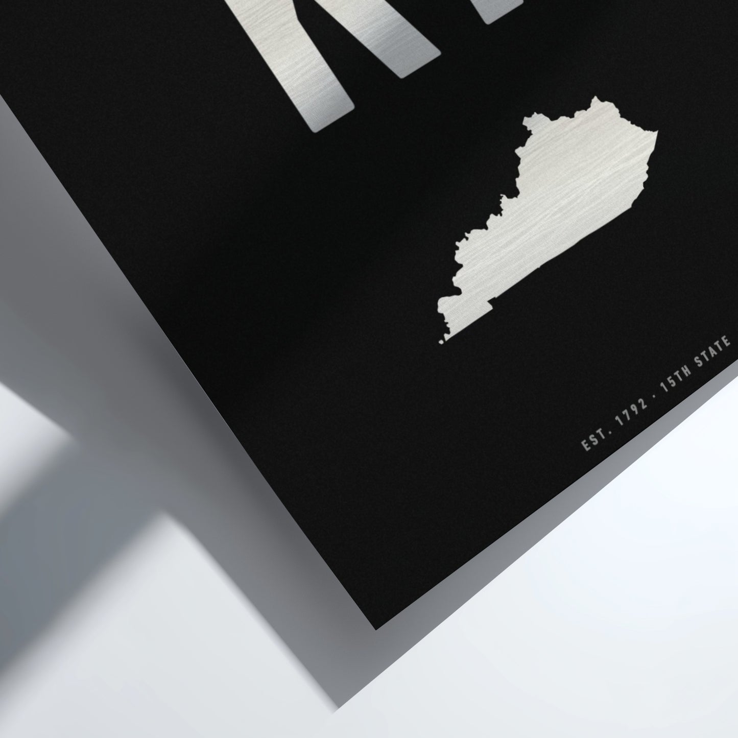 Map of Kentucky on a black background with white text