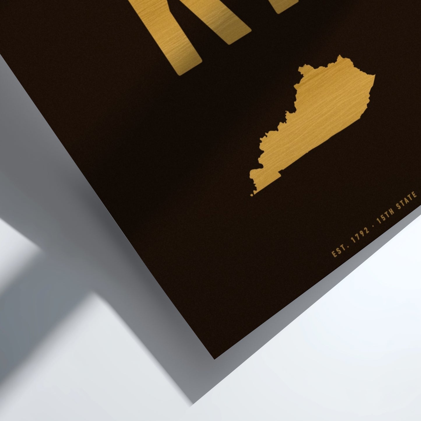 Gold state outline on a black background