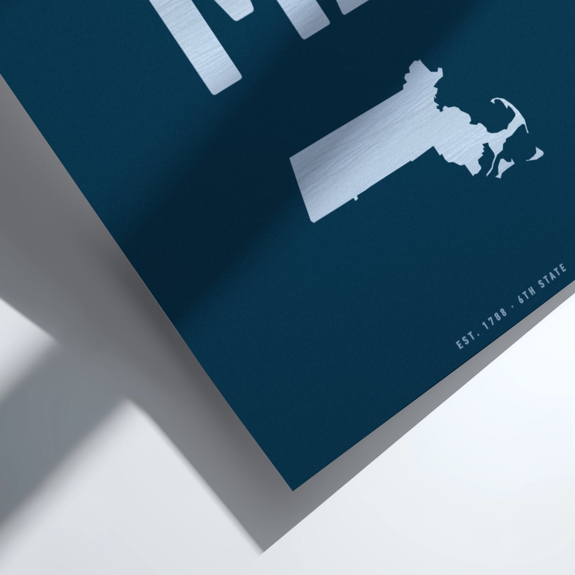 Map of Massachusetts on a blue background with white text