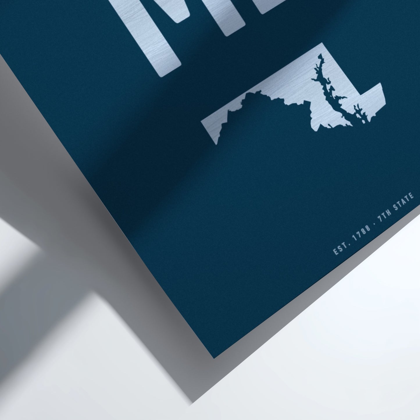 Map of Maryland on a blue background with white text