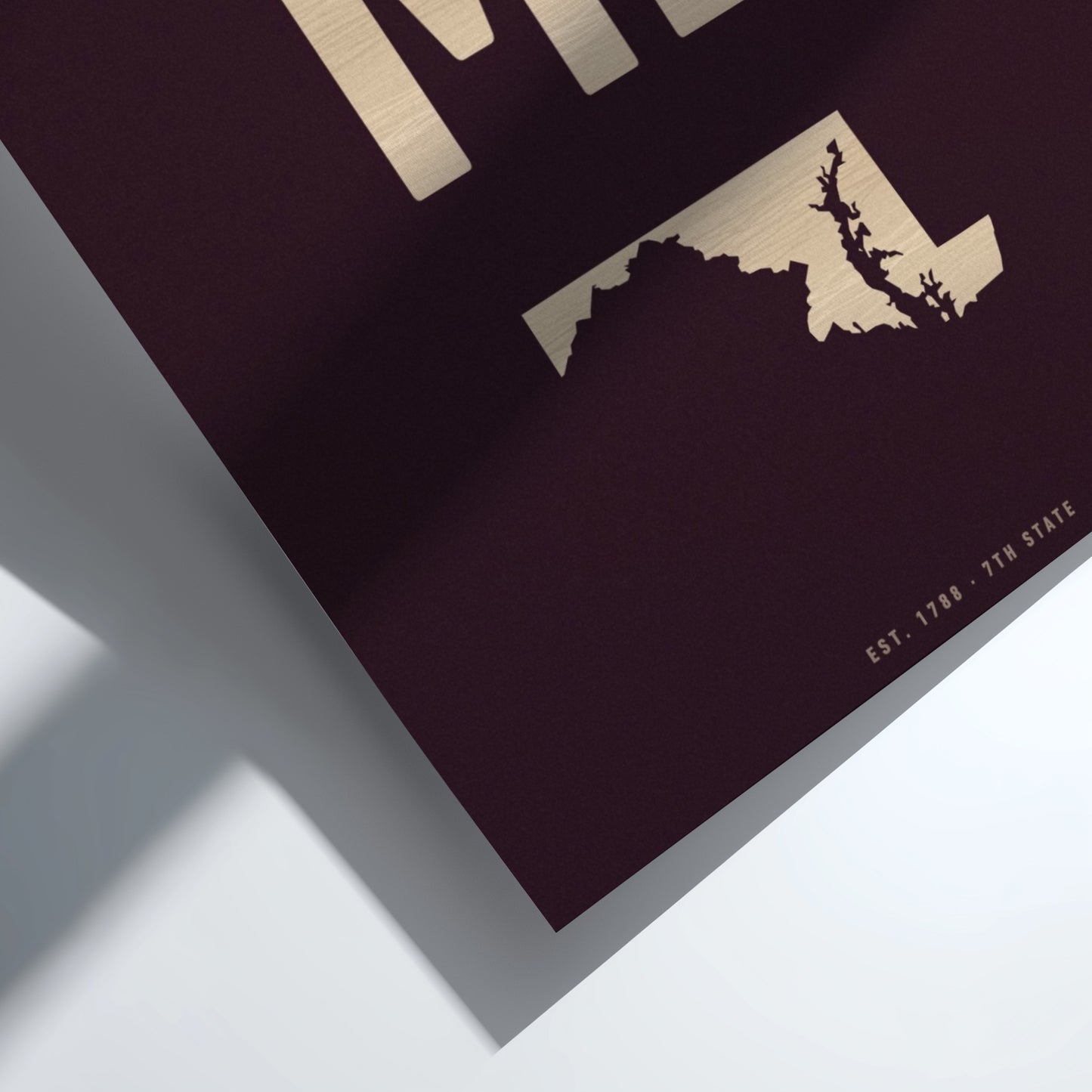 Maryland poster featuring state silhouette in minimalist design 
