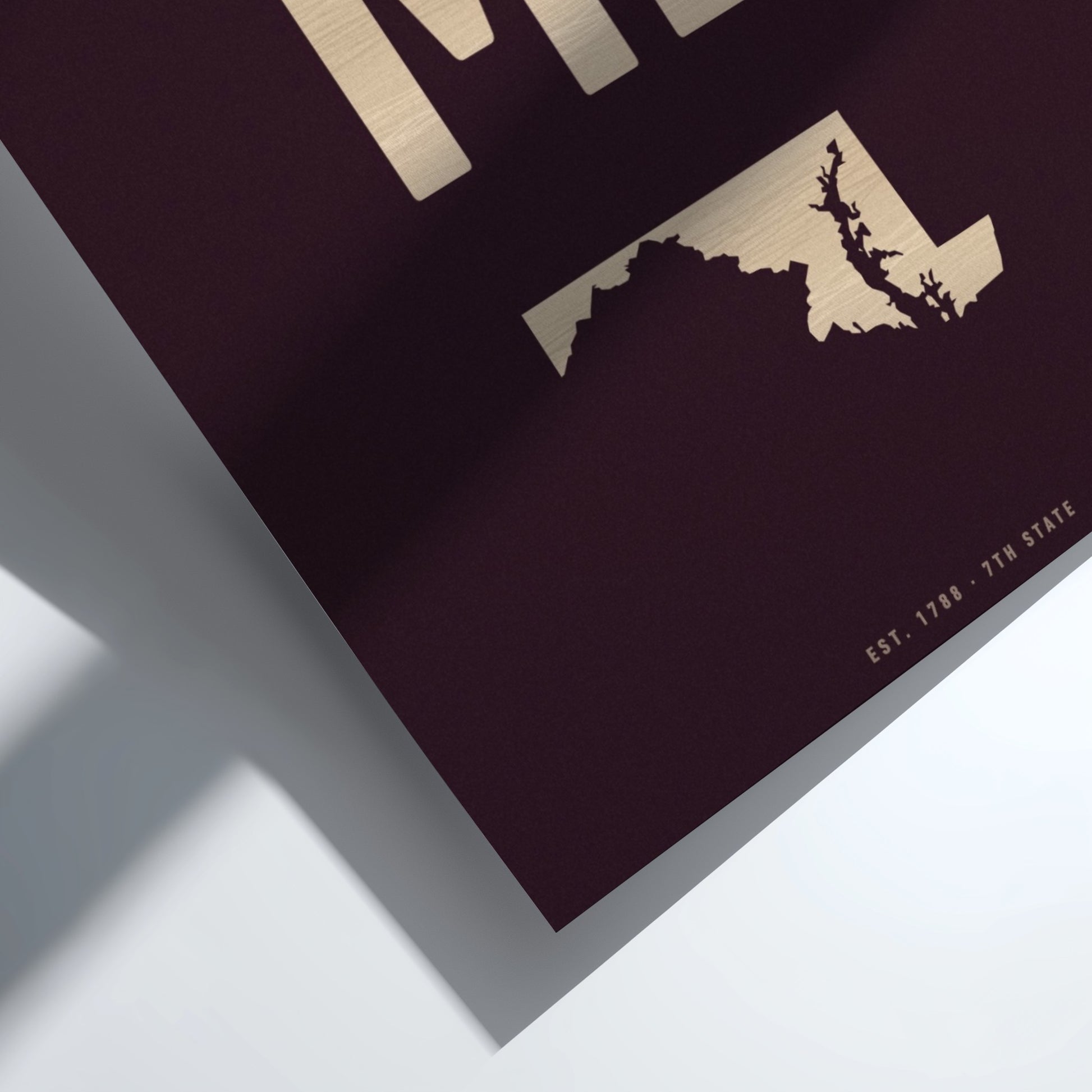 Maryland poster featuring state silhouette in minimalist design 