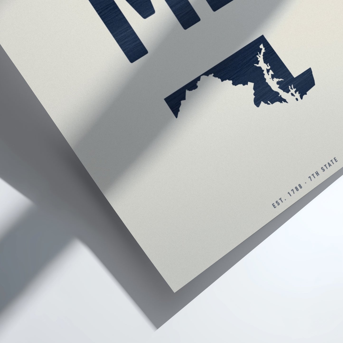 Maryland poster featuring state silhouette in minimalist design 