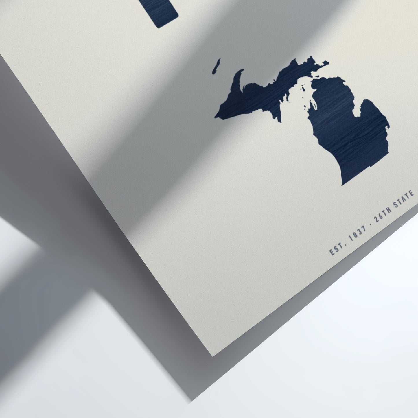 Map of Michigan on a textured surface with '48th State' text.